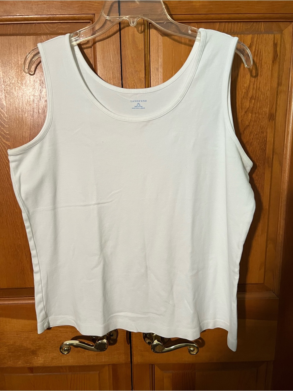 Lands' End Women's White Scoop Neck Tank